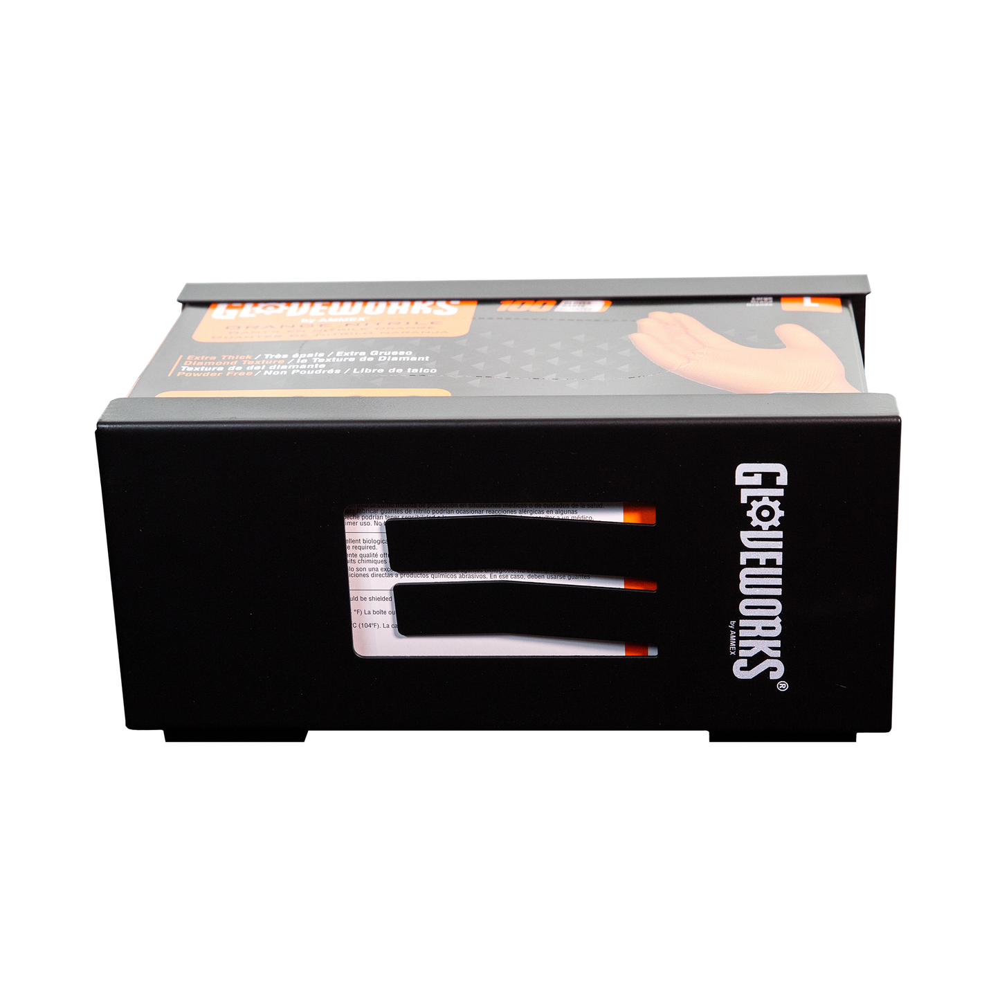 GLOVEWORKS by AMMEX Glove Dispenser for GLOVEWORKS Heavy-Duty Raised Diamond Texture (RDT) Gloves, Magnetic Mount