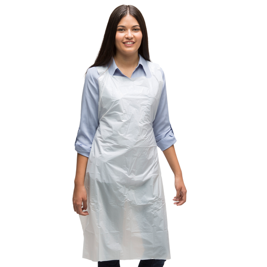 AMMEX Plastic Disposable Aprons for Cooking, 28 x 46 Inch Waterproof Polyethylene Aprons, Pack of 400 Aprons